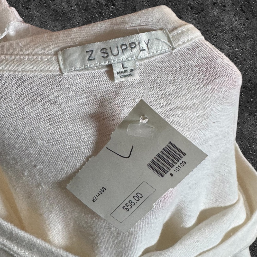 NWT‎ Z Supply Womens White Puff Sleeve Long Sleeve Top ZT214358 Cream Size L NWT - Picture 3 of 7